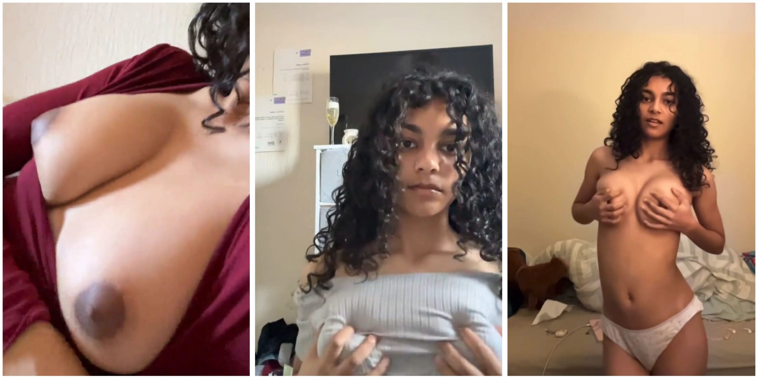 Hot girlfriend rubbing her juicy boobs