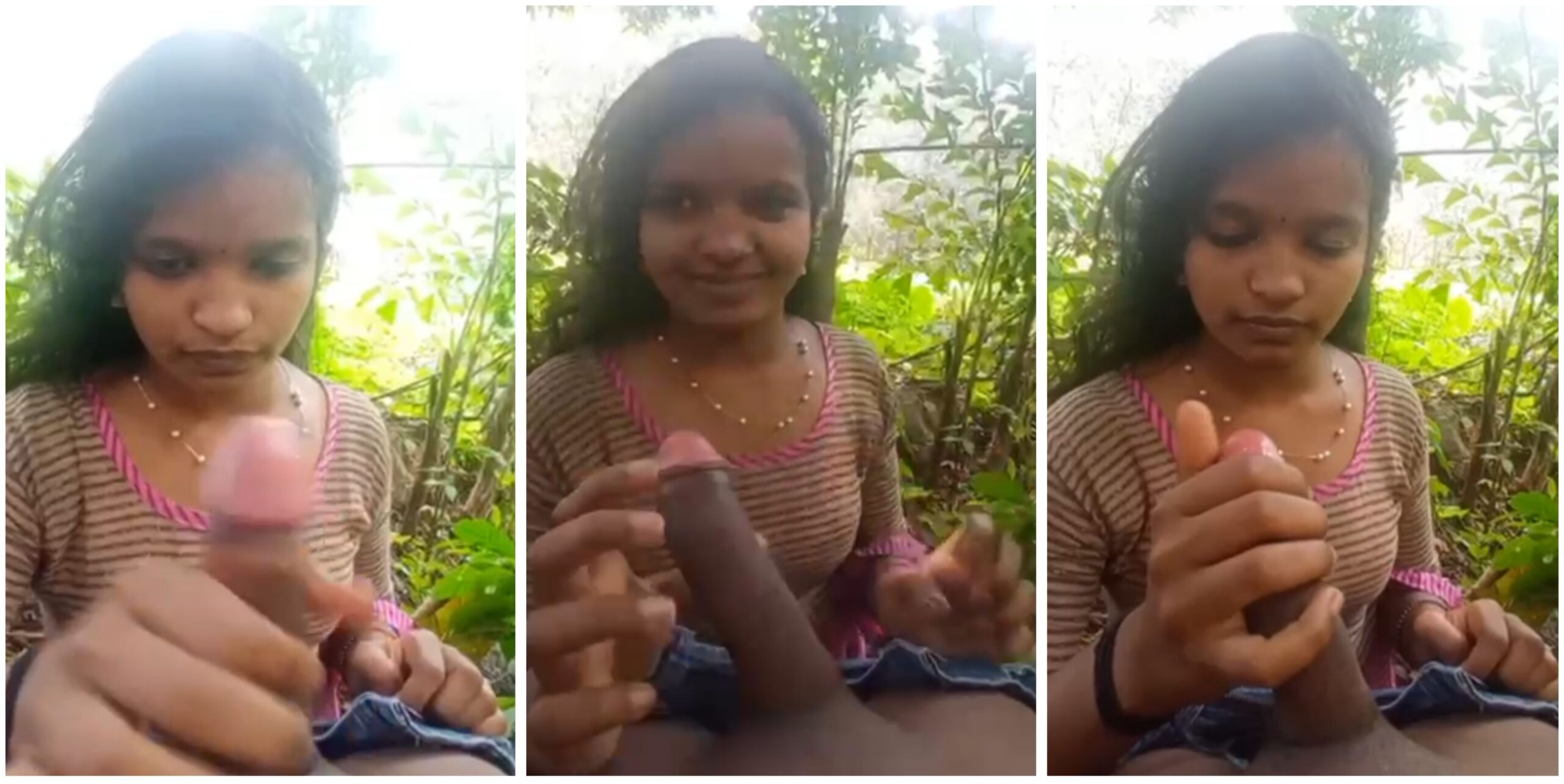 Hot desi girlfriend giving blowjob in jungle