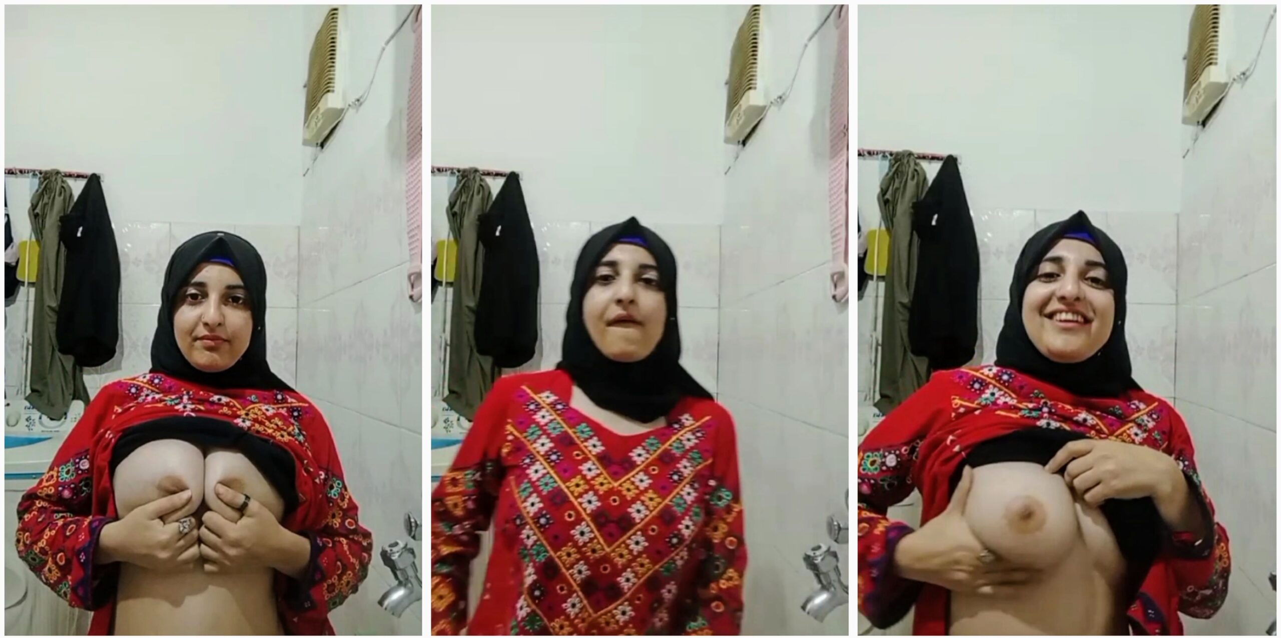 Beautifull Kashmiri girl showing her boobs in bathroom squizzing closeup